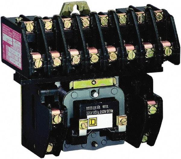 Square D - No Enclosure, 10 Pole, Electrically Held Lighting Contactor - 20 A (Tungsten), 30 A (Fluorescent), 220 VAC at 50 Hz, 240 VAC at 60 Hz, 10NO Contact Configuration - A1 Tooling