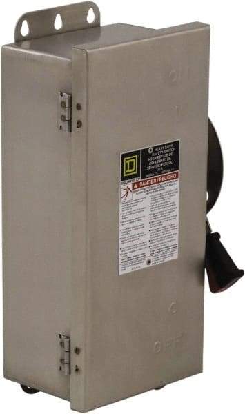 Square D - 200 Amp, 600 VAC/VDC, 4 Pole Nonfused Safety Switch - NEMA 12, 3, 3R, 4 & 4X, 150 hp at 600 VAC, 30 hp at 600 VDC (Triple Phase), 4PST Contact Form - A1 Tooling