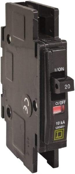 Square D - 45 Amp, 120/240 VAC, 1 Pole, DIN Rail Mounted, Flush Mount, Surface Mount Miniature Circuit Breaker - Thermal Magnetic Trip, 10 kA at 120/240 VAC Breaking Capacity, 14-2 (Aluminum), 14-2 (Copper) AWG, 74mm Deep x 103mm High x 19mm Wide - A1 Tooling