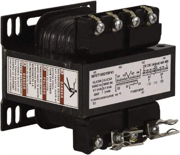 Square D - 100 VA, Top Mount Fuse Block Control Transformer - 50/60 Hz, 3.34 Inch Deep x 2.89 Inch High - A1 Tooling