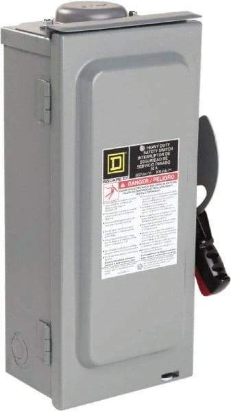 Square D - 30 Amp, 600 VAC/VDC, 3 Pole Nonfused Safety Switch - NEMA 3R, 10 hp at 600 VAC, 15 at 600 VDC (Single Phase), 30 hp at 600 VAC, 15 hp at 600 VDC (Triple Phase), 3PST Contact Form - A1 Tooling