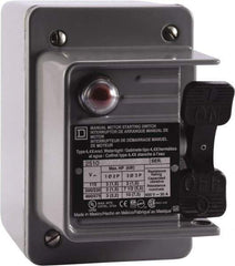 Square D - 2 Poles, 30 Amp, NEMA, Enclosed Toggle Manual Motor Starter - 1 hp at 90 VDC, 1-1/2 hp at 230 VDC, 2 hp at 115 VAC, 2 hp at 115 VDC, 2 hp at 230 VAC, 3 hp at 460 VAC & 3 hp at 575 VAC, CE, CSA, NEMA 4 & UL Listed - A1 Tooling