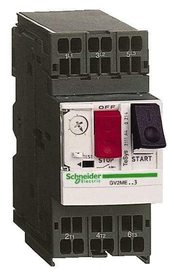 Schneider Electric - 2.50 Amp, 690 VAC at 50/60 Hz, 3 Pole, Bolt On, Clip Motor Circuit Breaker - Thermal Magnetic Trip, Multiple Breaking Capacity Ratings, 78mm Deep x 101mm High x 45mm Wide - A1 Tooling