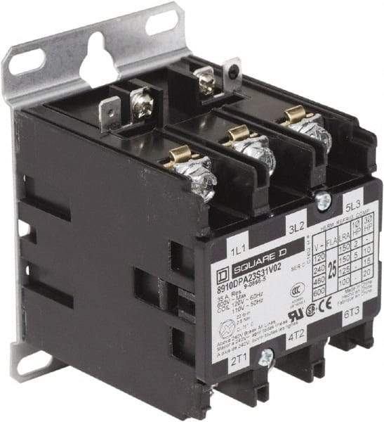 Square D - 3 Pole, 25 Amp Inductive Load, Definite Purpose Contactor - 35 Amp Resistive Rating - A1 Tooling