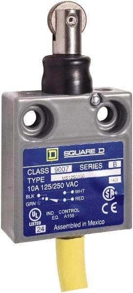 Square D - SPDT, NC/NO, 240 VAC, Prewired Terminal, Roller Plunger Actuator, General Purpose Limit Switch - 1, 2, 4, 6, 6P NEMA Rating, IP67 IPR Rating, 80 Ounce Operating Force - A1 Tooling