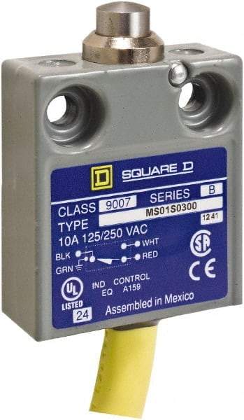 Square D - SPDT, NC/NO, Prewired Terminal, Plunger Actuator, General Purpose Limit Switch - 1, 2, 4, 6, 6P NEMA Rating, IP67 IPR Rating, 80 Ounce Operating Force - A1 Tooling