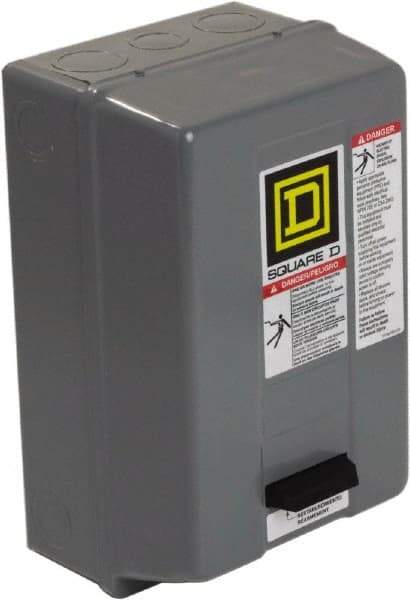 Square D - 600 Coil VAC, 27 Amp, NEMA Size 1, Enclosed Enclosure NEMA Motor Starter - 1 Phase hp: 7 1/2 at 200 Volt, 7 1/2 at 230 Volt, 3 Phase hp: 10 at 460 Volt, 10 at 575 Volt, 1 Enclosure Rating - A1 Tooling