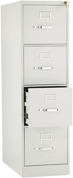 Hon - 15" Wide x 52" High x 26-1/2" Deep, 4 Drawer Vertical File with Lock - Steel, Light Gray - A1 Tooling