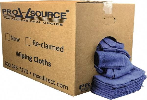 PRO-SOURCE - Virgin Cotton Huck Rag - Lint-Free, Blue, 5 to 7 Pieces per Lb, 16 x 25", Comes in Box - A1 Tooling