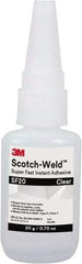 3M - 0.71 oz Bottle Clear Instant Adhesive - Series Part Number SF20, 3 to 30 sec Working Time, 24 hr Full Cure Time - A1 Tooling