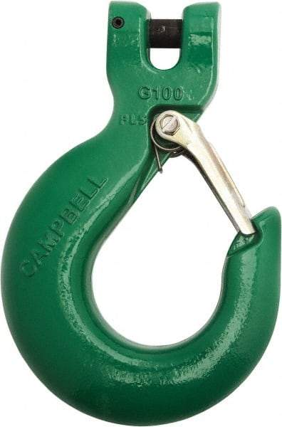 Campbell - 3/4" Chain Diam, 100 Chain Grade Clevis Hook - 35,300 Lb Capacity, 55/64" ID, 55/64" Pin Diam, 2-23/64" Hook Throat - A1 Tooling