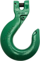 Campbell - 1/2" Chain Diam, 100 Chain Grade Clevis Hook - 15,000 Lb Capacity, 39/64" ID, 39/64" Pin Diam, 1-11/16" Hook Throat - A1 Tooling