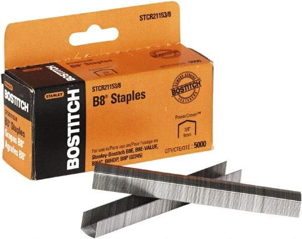 Stanley Bostitch - 0.38" Leg Length, Steel Standard Staples - 45 Sheet Capacity, For Use with Bostitch B8 Staplers - A1 Tooling