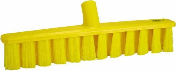 Vikan - 15.25" Fine Particle Polyester Push Broom - 1-7/8" Bristle Length, Plastic Block, European Threaded Handle Connection, Handle Sold Separately - A1 Tooling