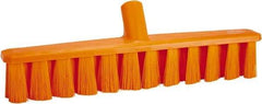 Vikan - 15.25" Fine Particle Polyester Push Broom - 1-7/8" Bristle Length, Plastic Block, European Threaded Handle Connection, Handle Sold Separately - A1 Tooling