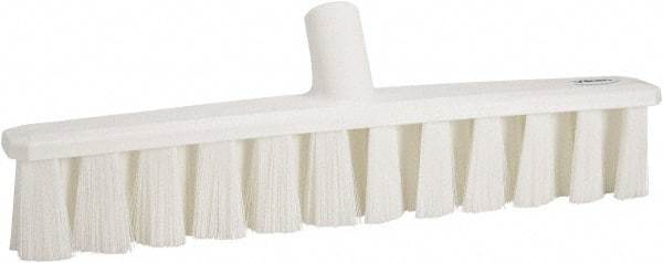 Vikan - 15.25" Fine Particle Polyester Push Broom - 1-7/8" Bristle Length, Plastic Block, European Threaded Handle Connection, Handle Sold Separately - A1 Tooling