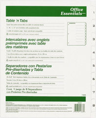 Office Essentials - 11 x 8 1/2" 1 to 8" Label, 8 Tabs, 3-Hole Punched, Preprinted Divider - White - A1 Tooling