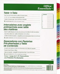 Office Essentials - 11 x 8 1/2" 1 to 31" Label, 31 Tabs, 3-Hole Punched, Preprinted Divider - Multicolor Tabs, White Folder - A1 Tooling