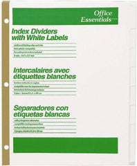 Office Essentials - 11 x 8 1/2" 1 to 8" Label, 8 Tabs, 3-Hole Punched, Customizable Divider - White - A1 Tooling