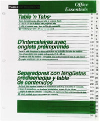 Office Essentials - 11 x 8 1/2" 1 to 31" Label, 31 Tabs, 3-Hole Punched, Preprinted Divider - White - A1 Tooling