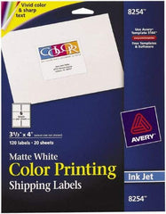 AVERY - 3.33" Wide x 4" Long, Matte White Paper Inkjet Label - For Inkjet Printers - A1 Tooling