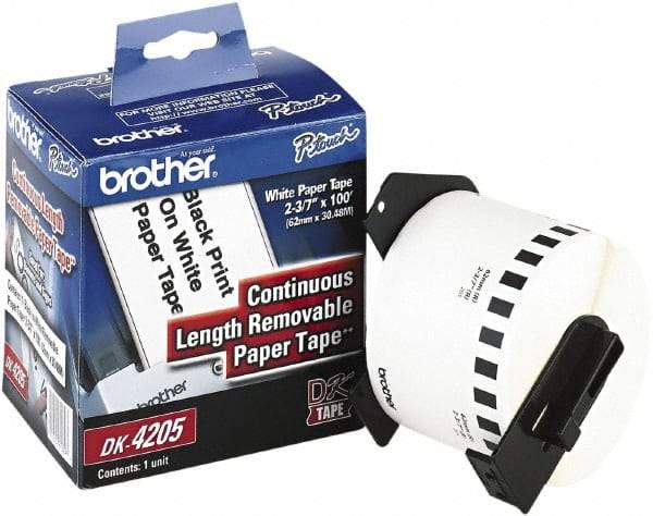 Brother - 2.4" Wide x 1,200" Long, White Paper Label Tape - For Laser/Inkjet Printers - A1 Tooling