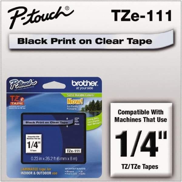 Brother - 1/4" Wide x 314.4" Long, Clear Plastic/Paper Tape Cassette - For Label Maker - A1 Tooling