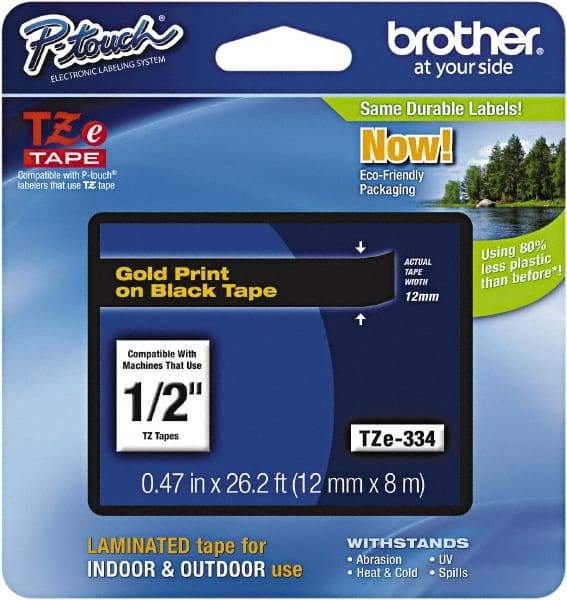 Brother - 1/2" Wide x 314.4" Long, Black Plastic/Paper Tape Cassette - For Label Maker - A1 Tooling