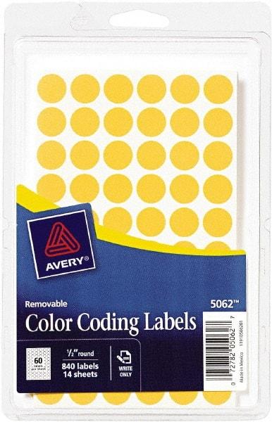 AVERY - 1/2" Wide x 1/2" Long, Neon Orange Paper Color Coding Labels - For Handwrite Only - A1 Tooling