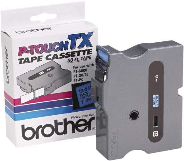 Brother - 1" Wide x 600" Long, Blue Tape Cassette - For Label Maker - A1 Tooling