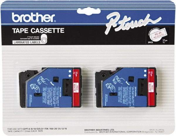 Brother - 1/2" Wide x 300" Long, White Tape Cassette - For Label Maker - A1 Tooling