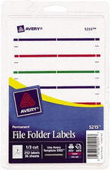 AVERY - 11/16" Wide x 3-7/16" Long, Assorted Paper File Folder Label - For Laser/Inkjet Printers - A1 Tooling