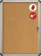 MasterVision - 28" Wide x 38" High Enclosed Cork Bulletin Board - Aluminum Frame, Tan & Aluminum - A1 Tooling