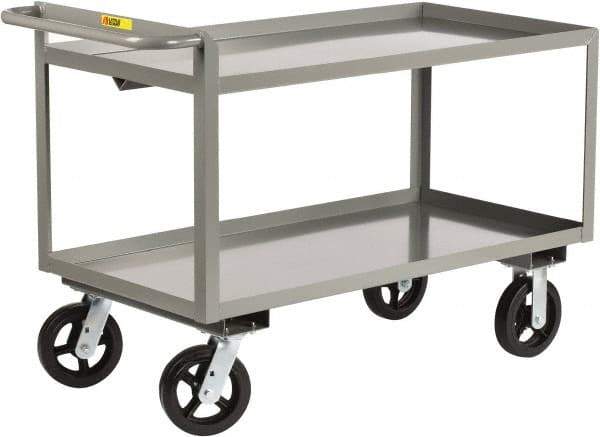 Little Giant - 2,000 Lb Capacity, 30" Wide x 53-1/2" Long x 30" High Shelf Cart - 2 Shelf, Steel, 2 Rigid/2 Swivel Casters - A1 Tooling