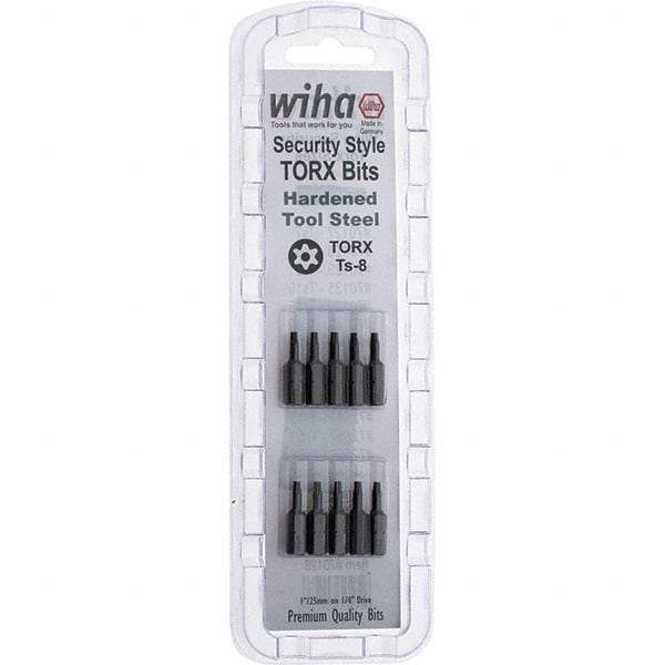 Wiha - 1/4" Drive T8 Tamperproof Torx Screwdriver Bit - 1" OAL, Tamper Resistant Bit - A1 Tooling