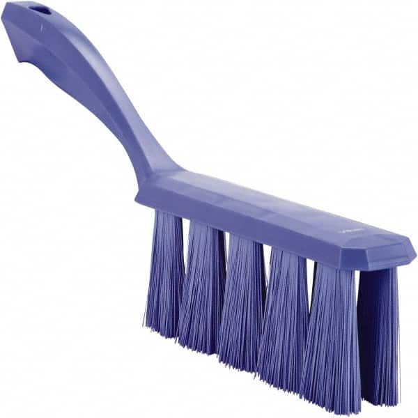 Vikan - 3.9" Bristle Length, Polyester Cleaning & Finishing Brush - 3" Long x 6-1/2" Wide Head, 13" OAL, Easy Grip Handle, Purple, Polypropylene Block - A1 Tooling