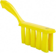 Vikan - 3.9" Bristle Length, Polyester Cleaning & Finishing Brush - 3" Long x 6-1/2" Wide Head, 13" OAL, Easy Grip Handle, Yellow, Polypropylene Block - A1 Tooling