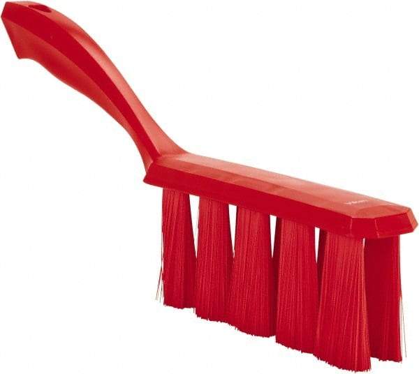 Vikan - 3.9" Bristle Length, Polyester Cleaning & Finishing Brush - 3" Long x 6-1/2" Wide Head, 13" OAL, Easy Grip Handle, Red, Polypropylene Block - A1 Tooling