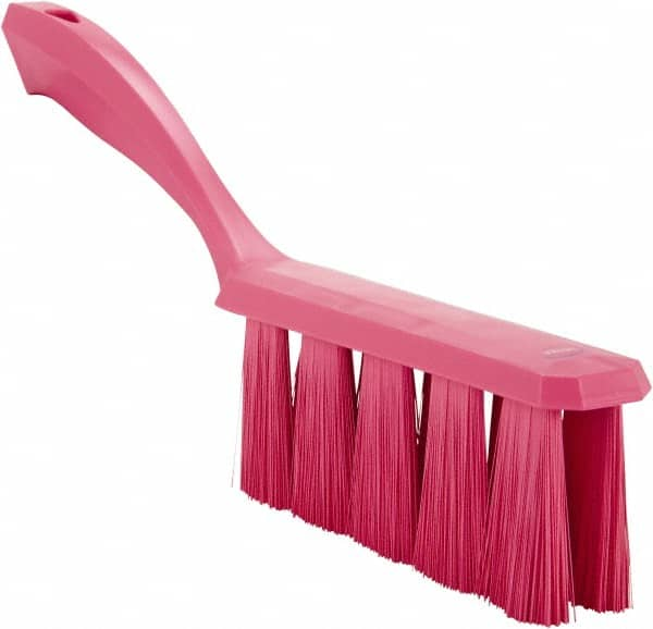 Vikan - 3.9" Bristle Length, Polyester Cleaning & Finishing Brush - 3" Long x 6-1/2" Wide Head, 13" OAL, Easy Grip Handle, Pink, Polypropylene Block - A1 Tooling