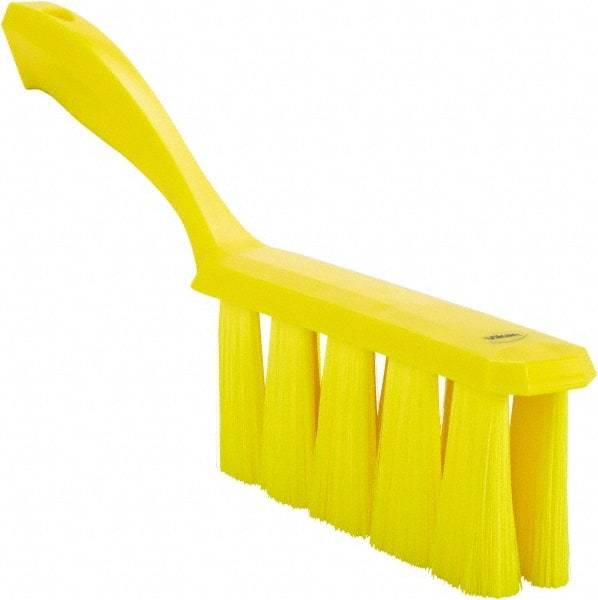 Vikan - 3.9" Bristle Length, Polyester Cleaning & Finishing Brush - 3" Long x 1-1/2" Wide Head, 13" OAL, Easy Grip Handle, Yellow, Polypropylene Block - A1 Tooling