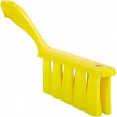 Vikan - 3.9" Bristle Length, Polyester Cleaning & Finishing Brush - 3" Long x 1-1/2" Wide Head, 13" OAL, Easy Grip Handle, Yellow, Polypropylene Block - A1 Tooling