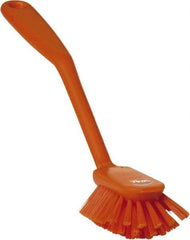 Vikan - 2.4" Bristle Length, Polyester Cleaning & Finishing Brush - 2-1/2" Long x 2.4" Wide Head, 10.8" OAL, Easy Grip Handle, Orange, Polypropylene Block - A1 Tooling