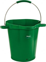 Vikan - 5 Gal, 18" High, Polypropylene Round Green Single Pail with Pour Spout - Handle Included, 15.4mm Top Length x 18.9" Top Width x 18.9" Top Diam - A1 Tooling