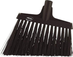 Vikan - 9-1/2" Wide, Black Polyester Bristles, Angled Broom - Water Resistant - A1 Tooling