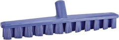 Vikan - 1-7/8" Bristle Length, Polyester Deck Scrub Brush - 1-7/8" Wide Head, 15-1/4" OAL, European Threaded Handle, Purple, Polypropylene Block - A1 Tooling