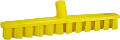 Vikan - 1-7/8" Bristle Length, Polyester Deck Scrub Brush - 1-7/8" Wide Head, 15-1/4" OAL, European Threaded Handle, Yellow, Polypropylene Block - A1 Tooling