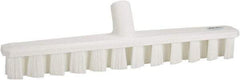 Vikan - 1-7/8" Bristle Length, Polyester Deck Scrub Brush - 1-7/8" Wide Head, 15-1/4" OAL, European Threaded Handle, White, Polypropylene Block - A1 Tooling