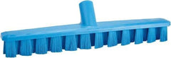 Vikan - 1-7/8" Bristle Length, Polyester Deck Scrub Brush - 1-7/8" Wide Head, 15-1/4" OAL, European Threaded Handle, Blue, Polypropylene Block - A1 Tooling