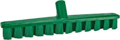 Vikan - 1-7/8" Bristle Length, Polyester Deck Scrub Brush - 1-7/8" Wide Head, 15-1/4" OAL, European Threaded Handle, Green, Polypropylene Block - A1 Tooling