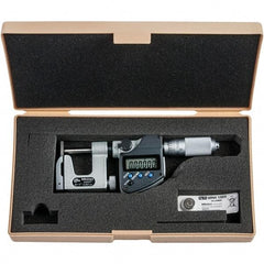 Mitutoyo - 0 to 1" Range, 0.00005" Resolution, Interchangeable Anvil Type Throat IP65 Electronic Outside Micrometer - 0.0002" Accuracy, Friction Thimble, Carbide-Tipped Face, SR44 Battery - A1 Tooling